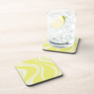 Gele Golven Vierkante Coaster Bier Onderzetter
