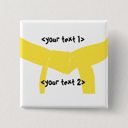 Gele gordel voor martiumarts vierkante button 5,1 cm (Voorkant)