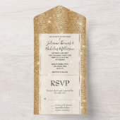 Gele Goud Glam Glitter Deco All In One Uitnodiging (Binnen)