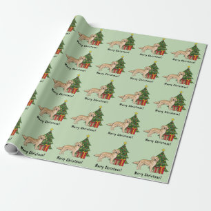 Gele Goud Retriever Hond En Kerstboom Cadeaupapier