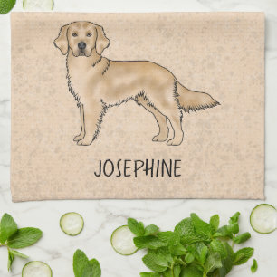 Gele Goud Retriever Mooie Hond Met Aangepaste Naam Theedoek