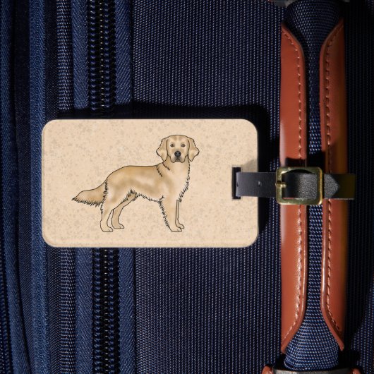Gele Goud Retriever Schattige Cartoon Hond Kunst Bagagelabel (Voorkant Insitu 4)