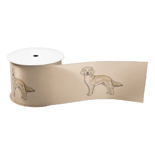 Gele Goud Retriever Schattige Cartoon Honden Beige Satijnen Lint