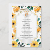 Gele goudbruidjurk met bruine grijs kaart (Voorkant)