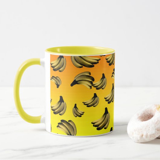 Gele gouden bananen, mok (Met donut)