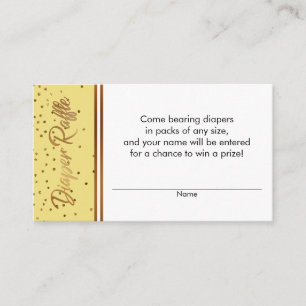 Gele & Gouden Confetti Luier Raffle Ticket Kaarten