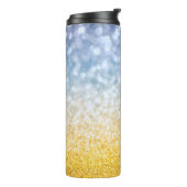 Gele gouden en blauwe achtergrond. Festief c Thermosbeker (Gedraaid links)