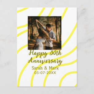 Gele gouden foto 30ste huwelijksverjaardag naam  briefkaart