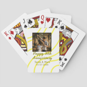 Gele gouden foto 30ste huwelijksverjaardag naam pokerkaarten