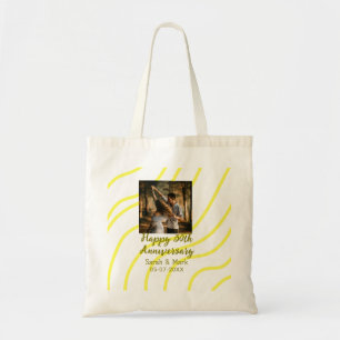 Gele gouden foto 30ste huwelijksverjaardag naam tote bag