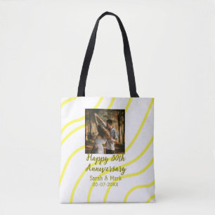 Gele gouden foto 30ste huwelijksverjaardag naam tote bag