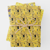 Gele gouden Gustav Klimt Pattern Squares Ovalen Inpakpapier Vel (In situ)