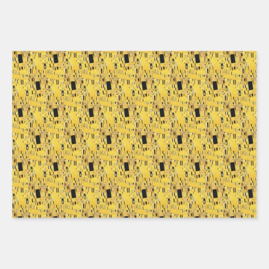 Gele gouden Gustav Klimt Pattern Squares Ovalen Inpakpapier Vel (Voorkant)