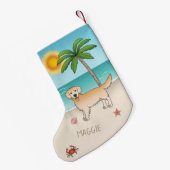 Gele Gouden Keermin op een tropisch zomerstrand Kleine Kerstsok (Achterkant (Hangend))