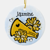 Gele gouden komer Ornament Megaphone Pom Pom Cute (Voorkant)
