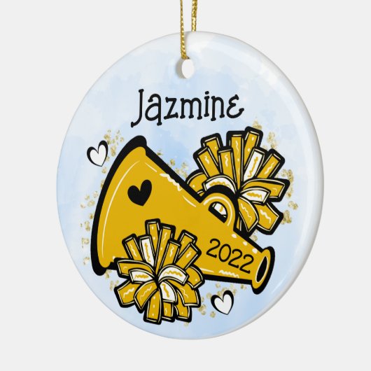 Gele gouden komer Ornament Megaphone Pom Pom Cute (Links)