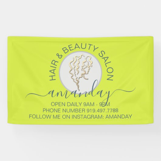 Gele Gouden Logo Kapper Beauty Salon Banner (Horizontaal)