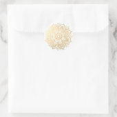 Gele gouden Mandala Flower Ronde Sticker (Tas)