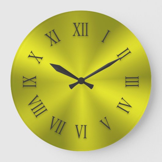 Gele gouden metalen klok met Romeinse cijfers (Voorkant)