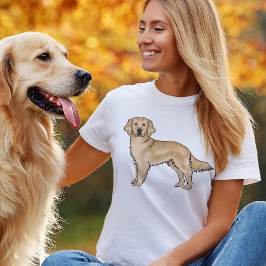Gele gouden retrocute cartoon Dog Tekening T-shirt