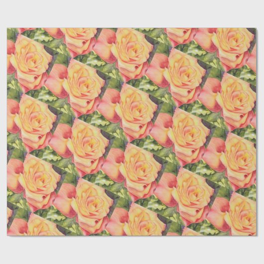 Gele gouden Rozen Cadeaupapier (Vlak)