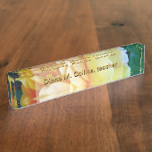 Gele gouden rozen, gepersonaliseerd naambordje (Zijkant)