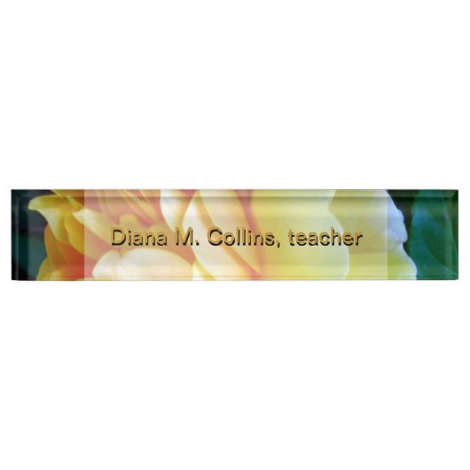 Gele gouden rozen, gepersonaliseerd naambordje (Voorkant)