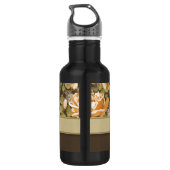 Gele gouden rozen op bruin met monogram waterfles  (Achterkant)