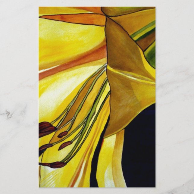 Gele gouden Splendor lily original art (Voorkant)