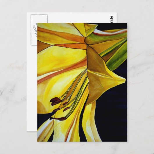 Gele gouden Splendor lily original art Briefkaart (Voorkant / Achterkant)