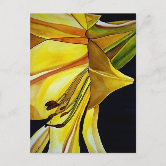 Gele gouden Splendor lily original art Briefkaart (Voorkant)