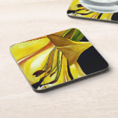 Gele gouden Splendor lily original art Drankjes Onderzetter (Linkerzijde)