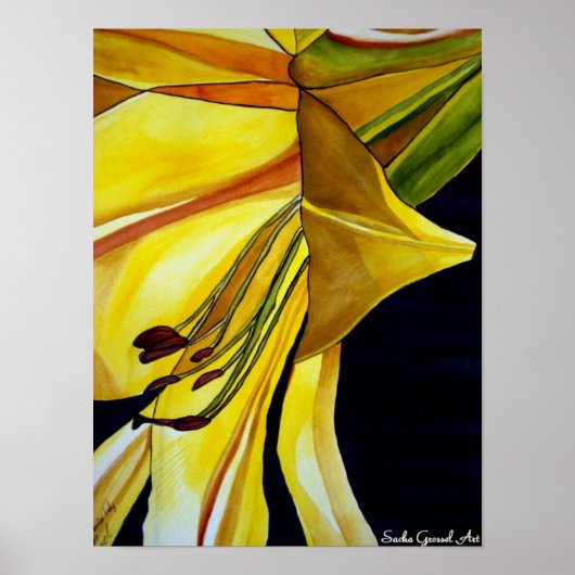 Gele gouden Splendor lily original art Poster (Voorkant)