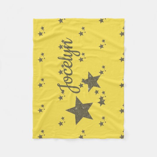 Gele gouden sterren Aangepaste kleine rugzak Fleece Deken (Voorkant)