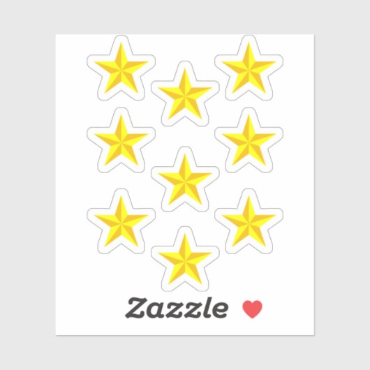 Gele Gouden Sterren voor School - Beloning Sticker (Vel)