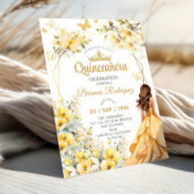 Gele Gouden Tiara Bloem Butterfly Quinceañera 