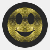 Gele gouden vonken op zwart ronde sticker (Voorkant)