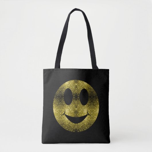 Gele gouden vonken op zwart tote bag (Voorkant)