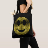 Gele gouden vonken op zwart tote bag (Dichtbij)