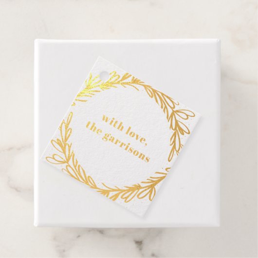 Gele gouden Waterverf Botanisch goud Bedankjes Labels (Met doos)