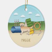 Gele gouden wederverkoper met behendigingsapparatu keramisch ornament (Links)