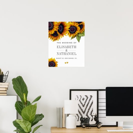 Gele gouden zonnebloemen, ritueel welkomstbord poster (Thuiskantoor)