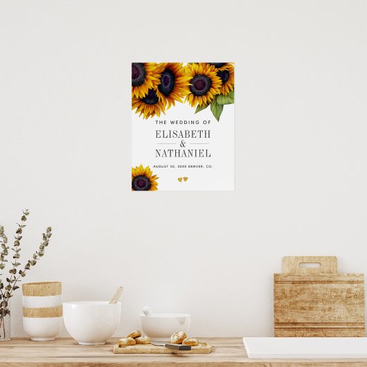 Gele gouden zonnebloemen, ritueel welkomstbord poster (Keuken)