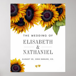 Gele gouden zonnebloemen, ritueel welkomstbord poster