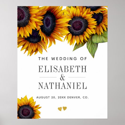 Gele gouden zonnebloemen, ritueel welkomstbord poster (Voorkant)