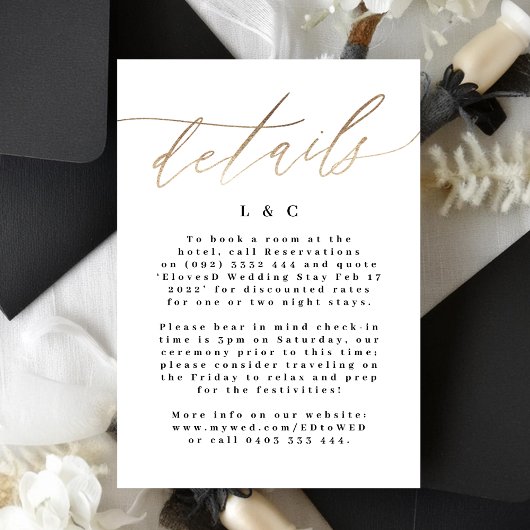 Gele goudkalligrafie Moderne bruiloft RSVP Kaartje