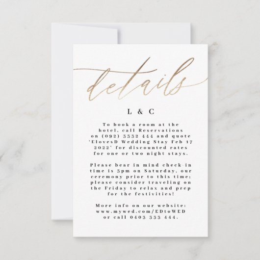 Gele goudkalligrafie Moderne bruiloft RSVP Kaartje (Voorkant)