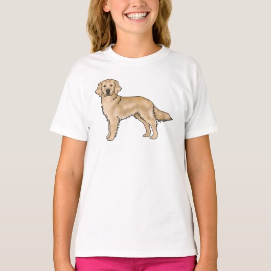 Gele Goudkleurige Retriever Schattige Cartoon Hond T-shirt (Voorkant)