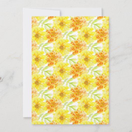 Gele goudsbloem bewaar de nieuwe datum bruiloft be save the date (Achterkant)