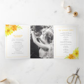 Gele goudsbloem waterverf bruiloft drieluik programma (Binnen)